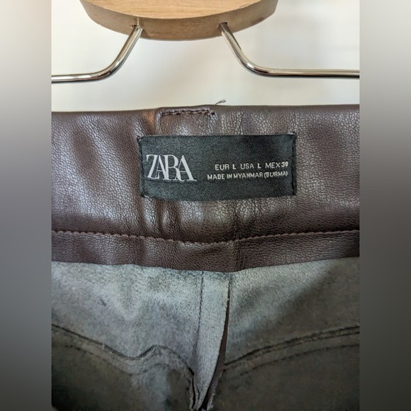 Zara leather pants in brown, size L - Picture 2 of 3
